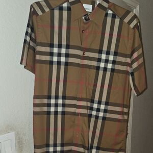 Burberry Casual Button Down Shirt in Brown and Black